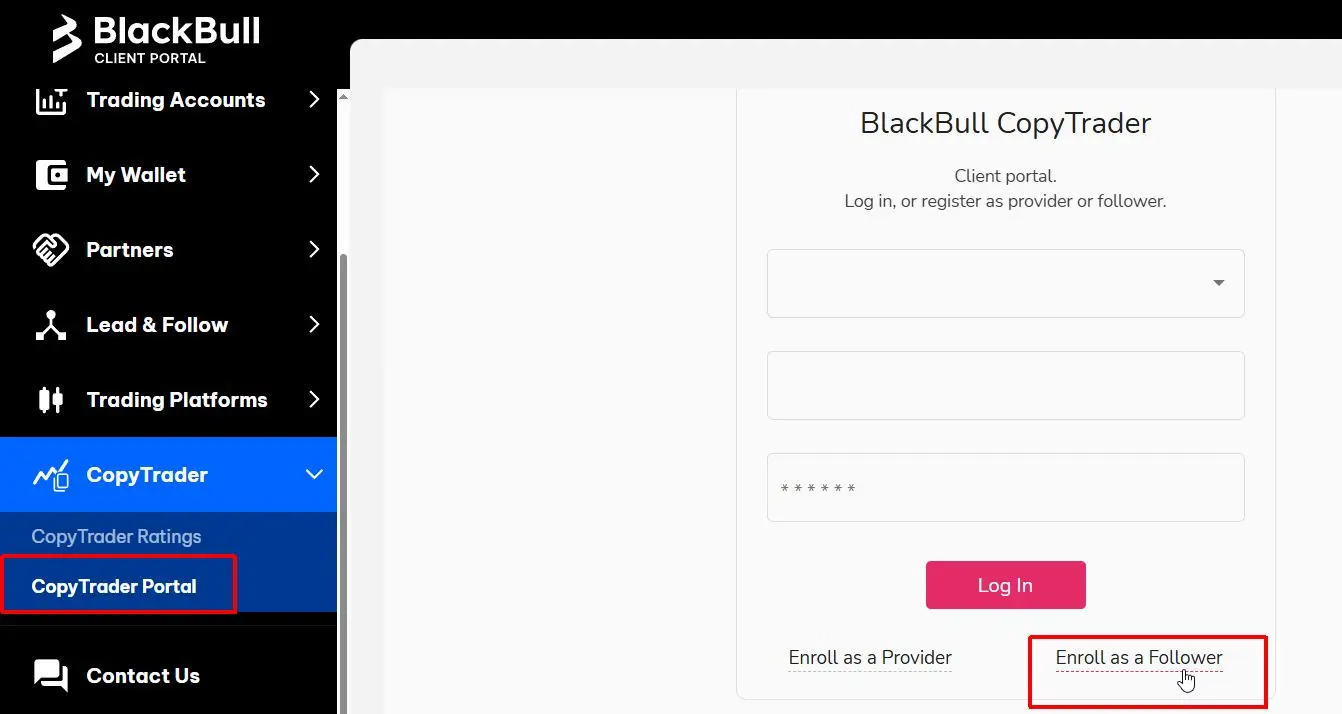 BlackBull Markets Copytrading setup - Step 1 Sign In